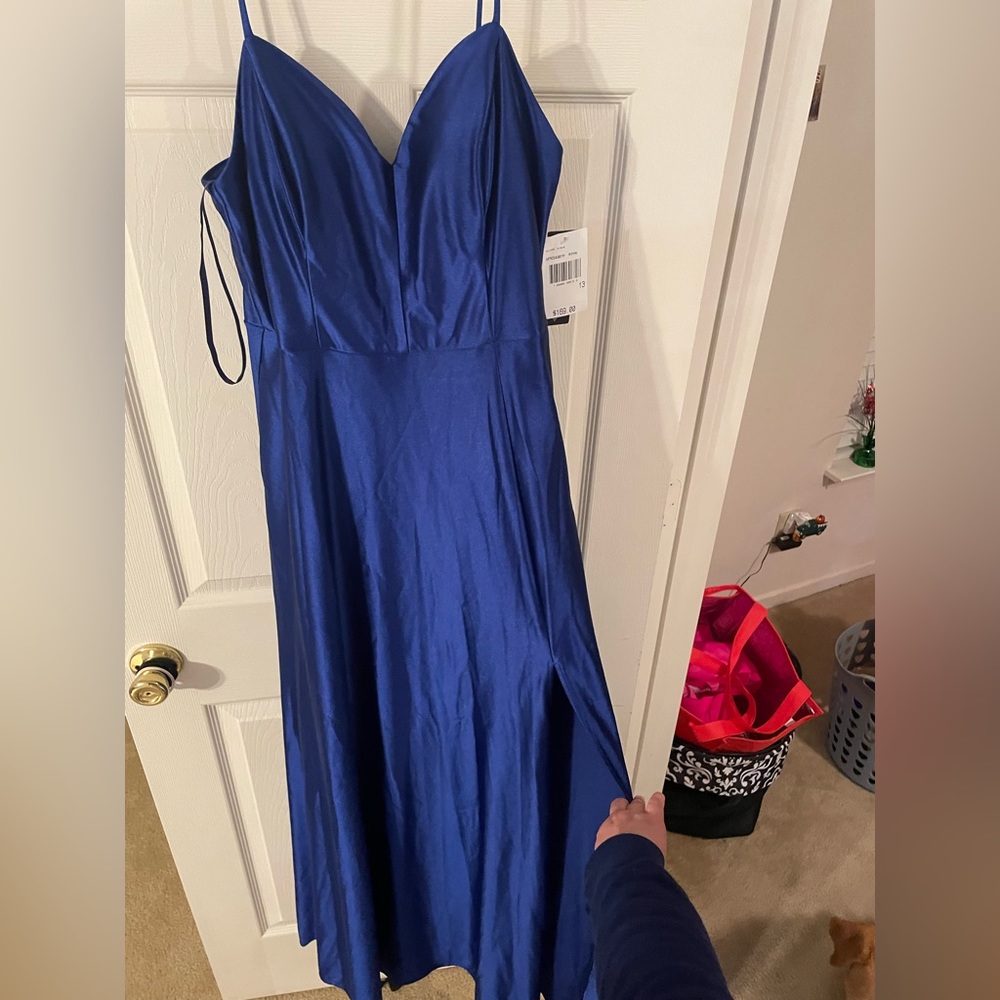 royal blue prom dress with slit size 13